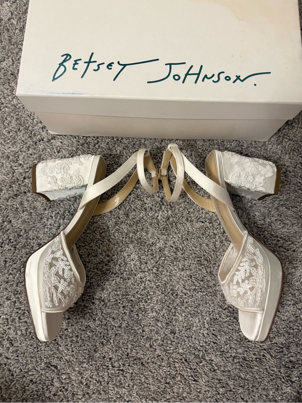 Betsey Johnson Junie Ivory Beaded Platform Heels | Bridal Heels | Size 6.5 - Picture 6 of 13